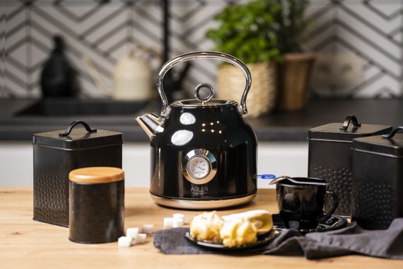 Електрочайник з нержавіючої сталі Adler AD 1346 чорний 1,7 л, 2200 Вт, з термометром | Зображення 6