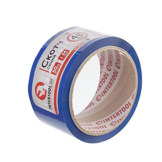 Скотч синій 50 м, 48 мм, 44 мкм INTERTOOL KT-0914 | Зображення 1
