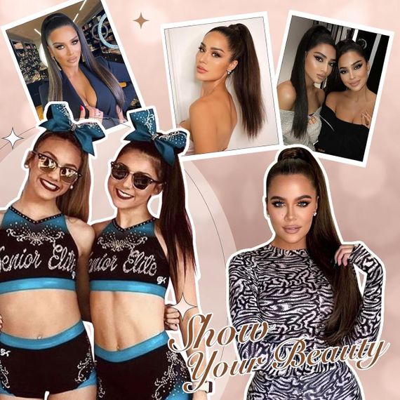 Хвіст накладний темно-каштановий 35 см на шнурку, прямий термостійкий шиньйон із синтетичного волосся для кінського хвоста | Зображення 5