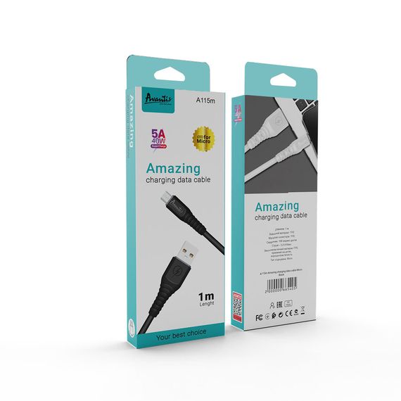 Кабель Avantis A115m Amazing USB – Micro- черный | Зображення 1