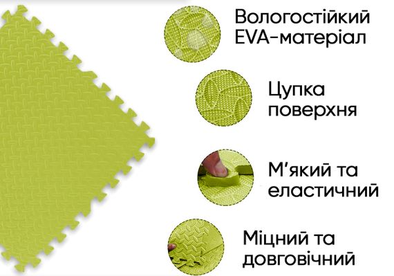 Мат-пазл EasyFit SwallowTail EVA 120х120х1 см отцами ласточкин хвост Желтый (EF-1950-Y) | Зображення 5