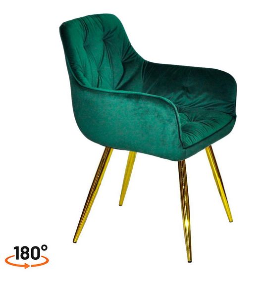 Крісло поворотне Sara GD (swivel chair 180°) на золотих металевих ногах, оббивка велюр | Зображення 9