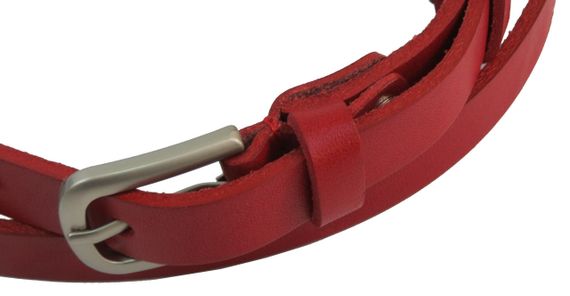 Узенький кожаный поясок, ремень Skipper, красный 1,5 см | Зображення 4