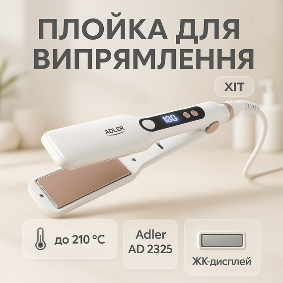 Утюжок для волос с индикатором нагрева Adler AD 2325 120Вт, Бережный выпрямитель волос OI-74