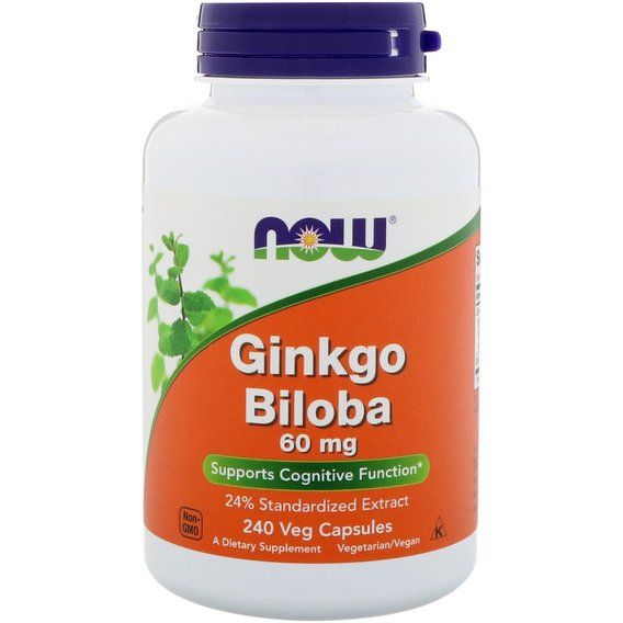 Гінко білоба NOW Foods Ginkgo Biloba 60 mg 240 Veg Caps
