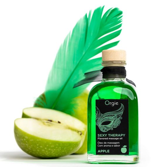 Набор для массажа Orgie – Sexy Therapy Apple (100 мл), съедобное разогревающее масло + перышко | Зображення 3