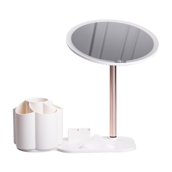 Дзеркало для макіяжу з підсвічуванням кругле настільне Ø21 см з підставкою Біле HP-10-9AW | Зображення 3