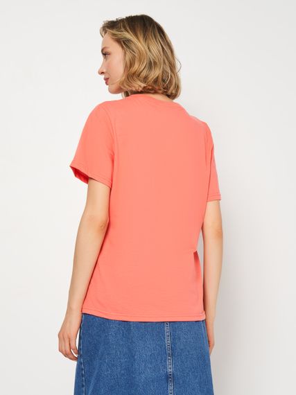 Футболка жіноча коралова з написом, 3XL | Зображення 4