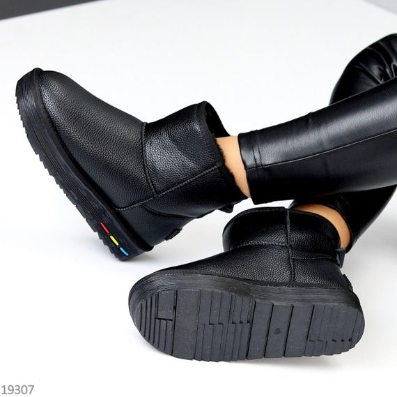 Молодежные черные низкие угги натуральная кожа флотар