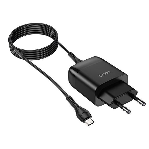 СЗУ Hoco C72Q Glorious QC3.0 18W (1USB-A) + кабель USB to MicroUSB Черный | Зображення 2