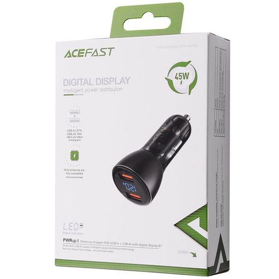 АЗУ Acefast B7 QC3.0 45W (2USB-A) Transparent black | Зображення 3
