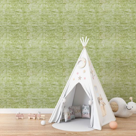 Декоративна 3D панель самоклейка під цеглу DEEP Green (069) SW-00000171 | Зображення 3