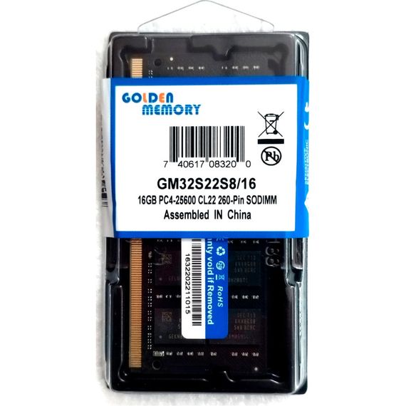 Модуль пам'яті для ноутбука SoDIMM DDR4 16GB 3200 MHz Golden Memory (GM32S22S8/16) | Зображення 1