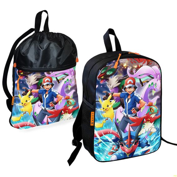 Школьный рюкзак детский Покемон Пикачу + Сумка для обуви спортивной формы рюкзак-мешок  для мальчика (01796)
