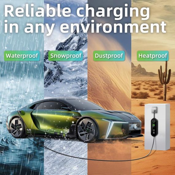 Кабель для зарядки электромобилей LCLCTEK® Type 2, 5 м, с вилкой 3 Pin UK, водонепроницаемый IP66 | Зображення 4