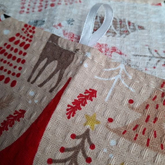 Кухонний рушник SoundSleep Santa різдвяний вафельний 30х50 см бежевий (2800004667180) | Зображення 6