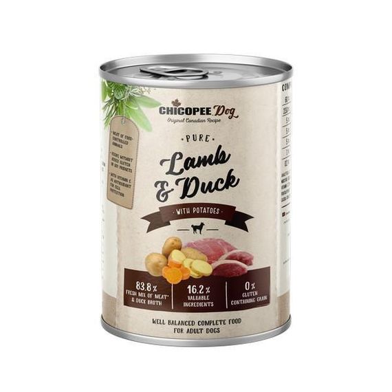 Консерви Chicopee (Чікорі) Dog Adult Pure Lamb & Duck 400 г х 6 шт. для собак ягня з качкою