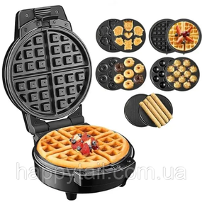 Мультипекарь Sokany SK-08105 5 в 1 600 Вт с антипригарными панелями: для вафель, коржей, пончиков, орешков, фигурного печенья
