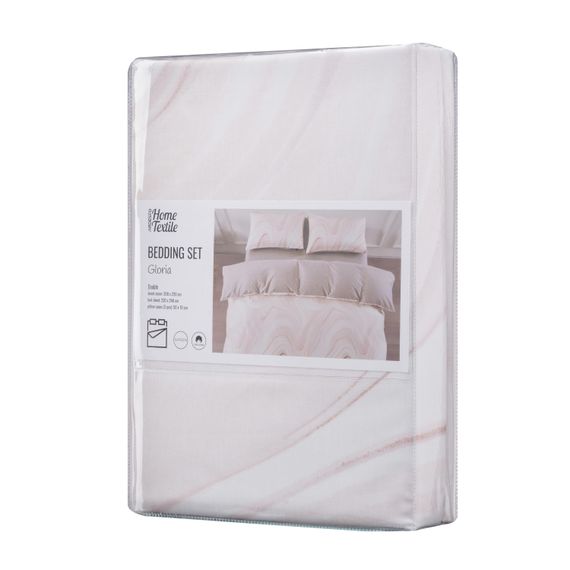 Набір постільної білизни 2,0сп Ardesto Gloria, 200х220см, 100% бавовна, сатин, мармур, бежевий (ART2022BM) | Зображення 1