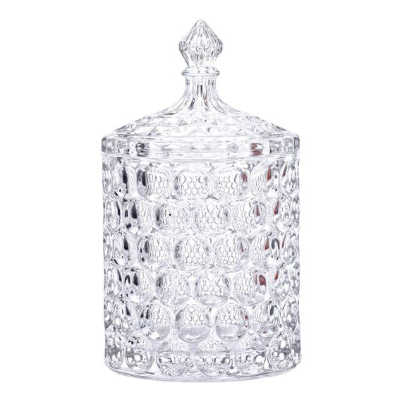 Конфетница с крышкой Ø7.5 см ваза сахарница круглая стеклянная HP-4-103 | Зображення 1