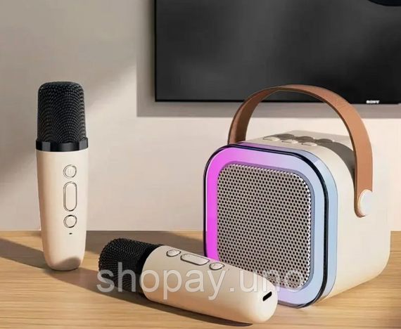 Детский набор Караоке Два беспроводных микрофона + Колонка · RGB подсветка · Bluetooth | Зображення 1
