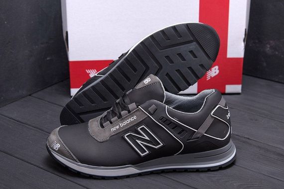 Чоловічі шкіряні демісезонні кросівки New Balance колір чорний, сірий | Зображення 9