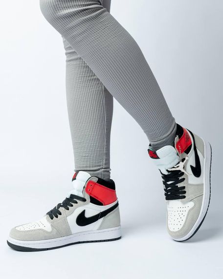 Жіночі кросівки N-ike Air Jordan 1 High Grey Black Red , В'єтнам , весна / літо / осінь 38 - 24.5 | Зображення 6