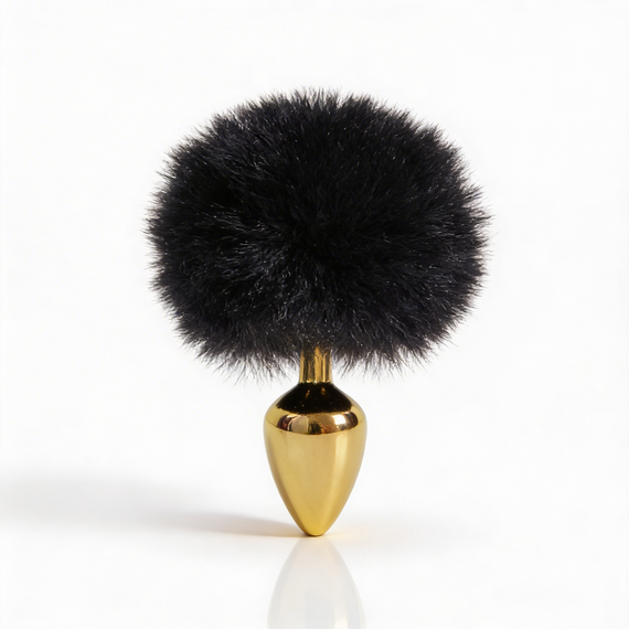 Анальна пробка ALUME, S, металева золотиста з чорним пушком, 7 х 2,8 см Sex Aura | Зображення 4