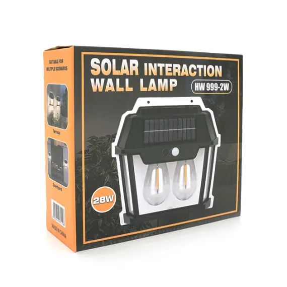 Уличный фонарь YT9992 с солнечной панелью+датчик движения, 2 лампы, встроенный аккум, крепление на стену | Зображення 1