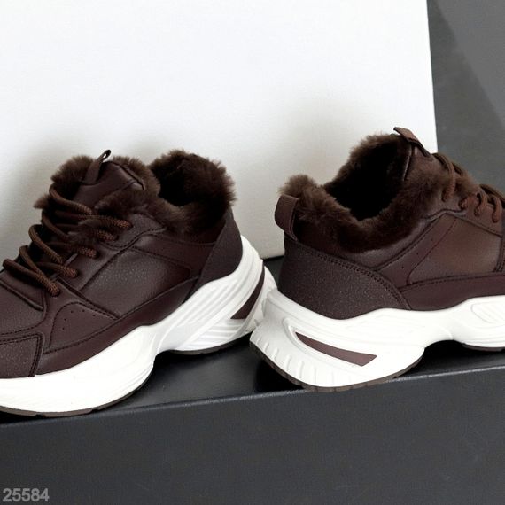Комбіновані зимові прогулянкові шоколадні кросівки | Зображення 8