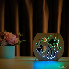 Светильник ночник ArtEco Light из дерева LED "Аквариум" с пультом и регулировкой цвета...