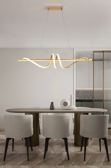 Люстра світлодіодна підвісна LED світильник для квартири на стелю лед 27427 Золото 30-100х20х100 см. | Зображення 6