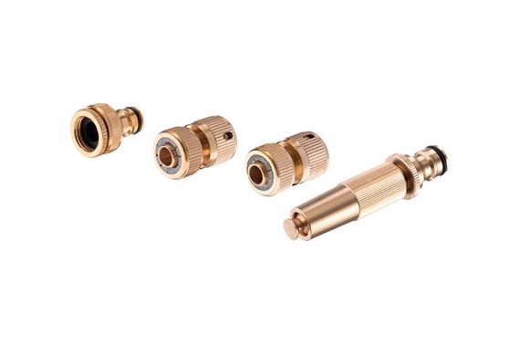 Набор латунный для полива Intertool-Storm - 1 насадка 1/2" × 1 адаптер 1/2 и 3/4" × 2 коннектора 1/2 (GE-1426) | Зображення 1