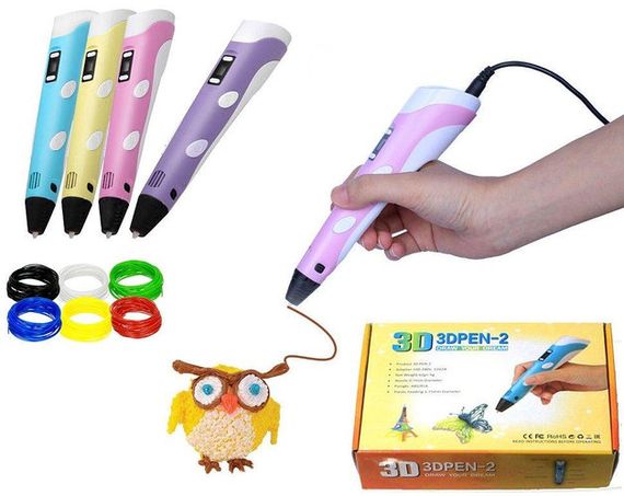 3D ручка з LCD дисплеєм та набором еко пластику / 3D Pen з трафаретами для малювання | Зображення 7