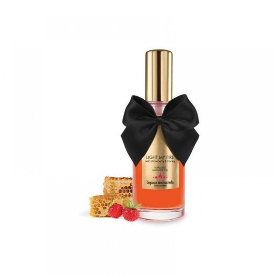 Согревающее массажное масло Bijoux LIGHT MY FIRE земляника и мёд Sex Aura
