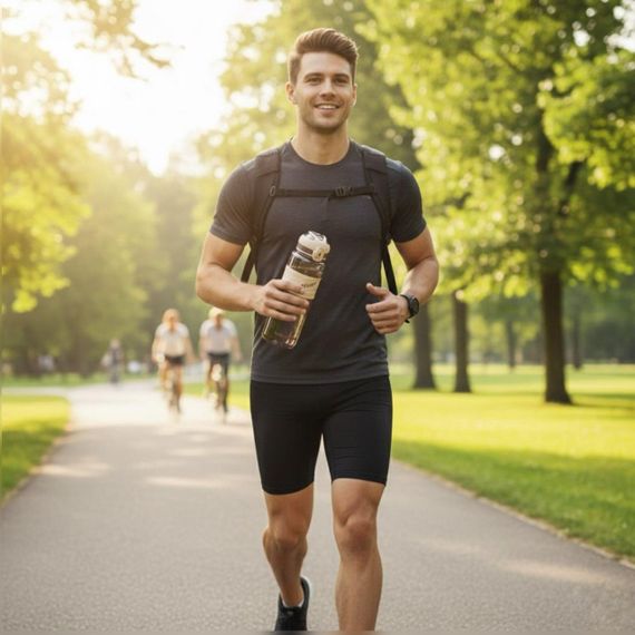 Спортивна пляшка KANGZYUAN 1000 мл (1 л) — Коричнева Tritan BPA-free, ударостійка еко-пляшка з фільтром ремінцем | Зображення 9