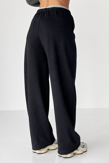 Широкі спортивні штани з начосом - чорний цвет, XL (є розміри) | Зображення 1