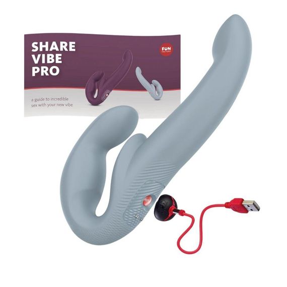 Безремінний страпон з вібрацією Fun Factory SHARE VIBE PRO cool grey, регульований Sex Aura | Зображення 4