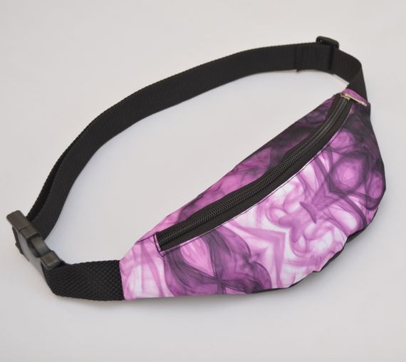 Сумка поясна бананка 4Profi Міні з принтом Фіолетовий дим з одним відділенням 20128 | Зображення 2