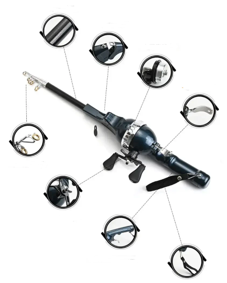 Вудка спінінг телескопічна / Міні спінінг для риболовлі | Зображення 1