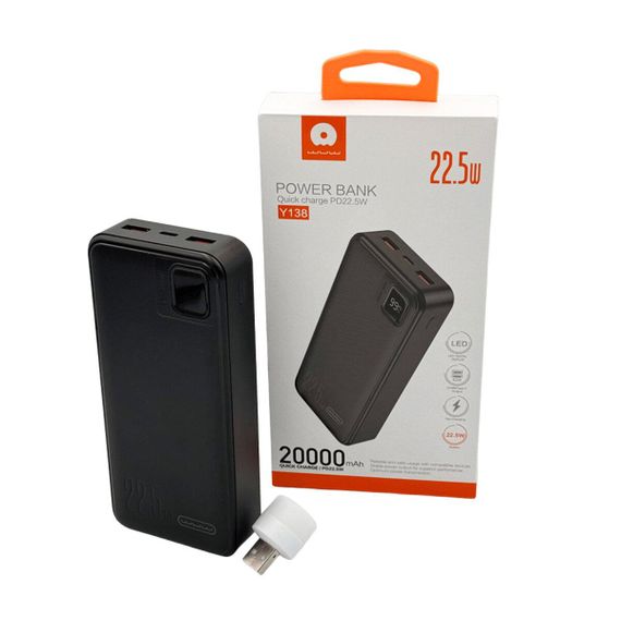 Зовнішній акумулятор WUW Y138 （PD22.5W quick charge) 20000mAh Black | Зображення 2