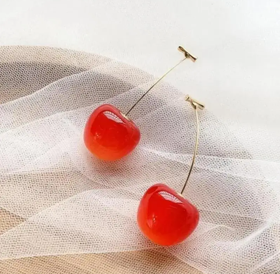 Сережки "вишни", сережки с вишнями, сережки с черешнями, сережки "Черешни", серьги, серёжки Жовтий