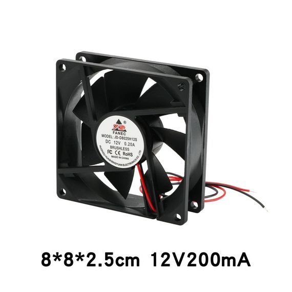 Вентилятор корпусний 12 В DC 80*80*25мм Fanec JD-D8025H12S кулер для корпусу | Зображення 1