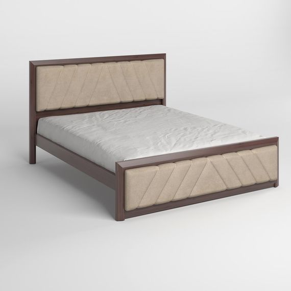 Односпальне дерев&#039;яне ліжко Mebigrand Барселона Б2 Горіх темний/Аляска 23 (Бежевий) 90х190 см (MBG-12434) | Зображення 1