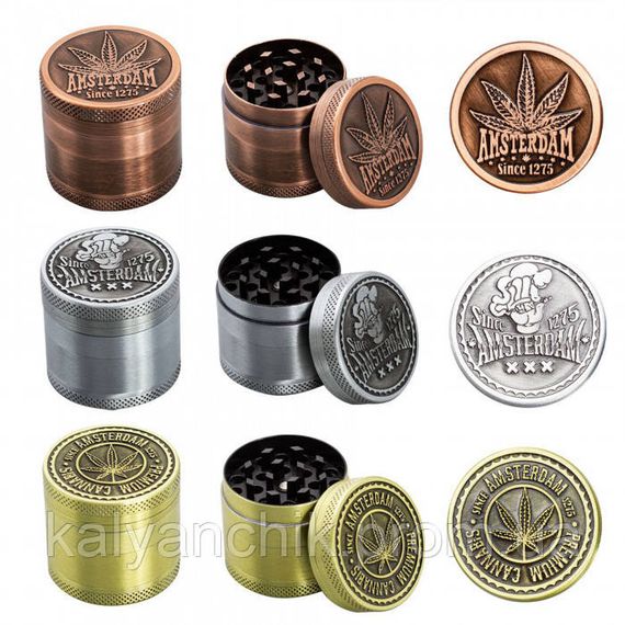 Гріндер металевий Amsterdam Leaf 4-part Zinc Grinder 40 mm