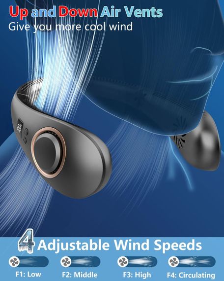 Портативний шейний вентилятор — складаний перезаряджуваний вентилятор із холодним повітрям, для спорту, подорожей і дому | Зображення 3