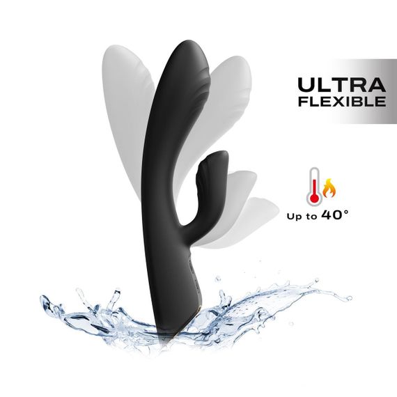 Вібратор-кролик з підігрівом Dorcel FLEXI RABBIT BLACK, гнучкий стовбур Sex Aura