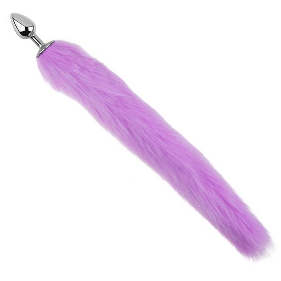 Анальна пробка з хвостом EGZO - Fox Tail Silver Plug Purple, size S Sex Aura | Зображення 1