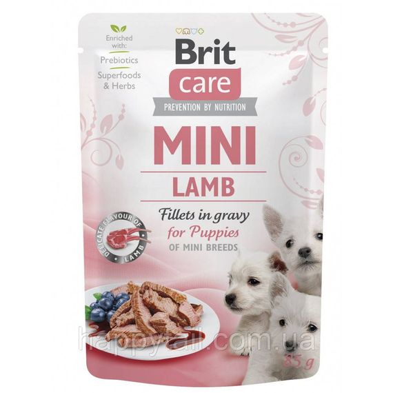 Корм влажный Brit Care Mini для щенков филе с ягненком в соусе 85 г