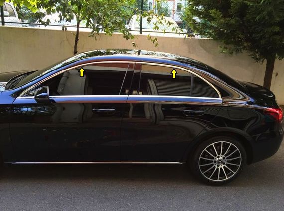 Верхняя окантовка окон (4 шт, нерж) для Mercedes A-сlass W177 2018-2024 гг